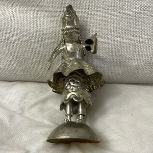 Antique INDIA Hindu Silver-tone Metal MUSICIAN DANCER Figurine